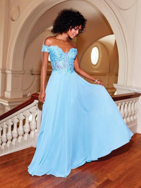 Royal Blue A Line Ball Gown Prom Dress Appliqued Long Sleeves Party Dr –  SheerGirl